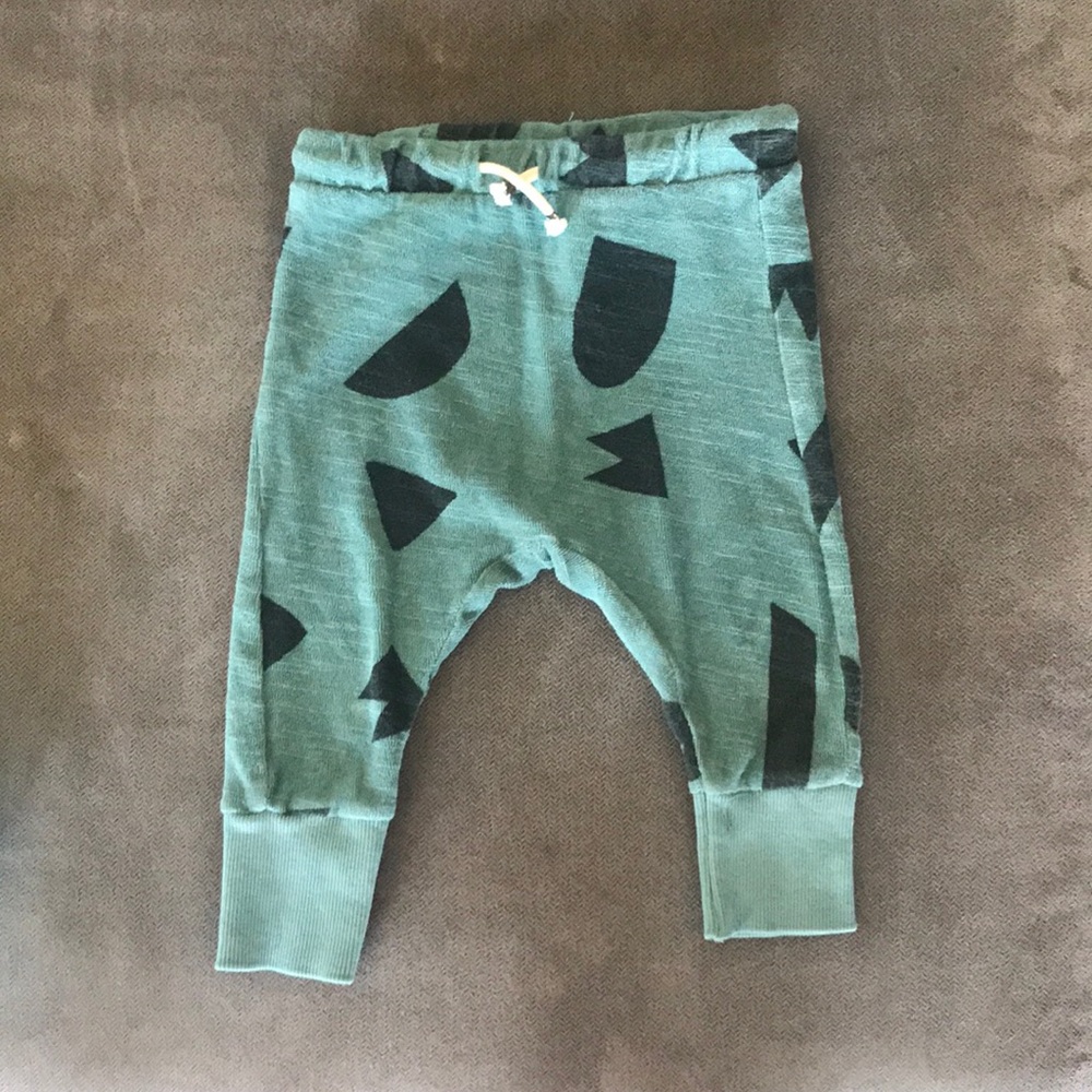 Baby Zara Pants Geometric Jogger drop crotch 9-12